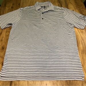 FootJoy Tiburon Naples FL Short Sleeve Golf Shirt Polo Mens Medium Blue Stripe